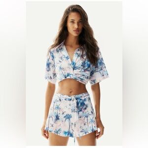 H&M Blue and Pink Palm Print Set